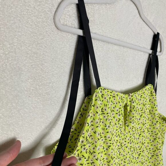 Topshop Sleeveless Floral Square Neck Drop Waist Midi Dress Tie Strap Size 8 - Picture 10 of 14